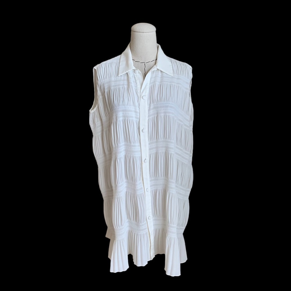 Vintage 90s y2k Vivienne Tam White Pleated Tunic Top Dress Miyake